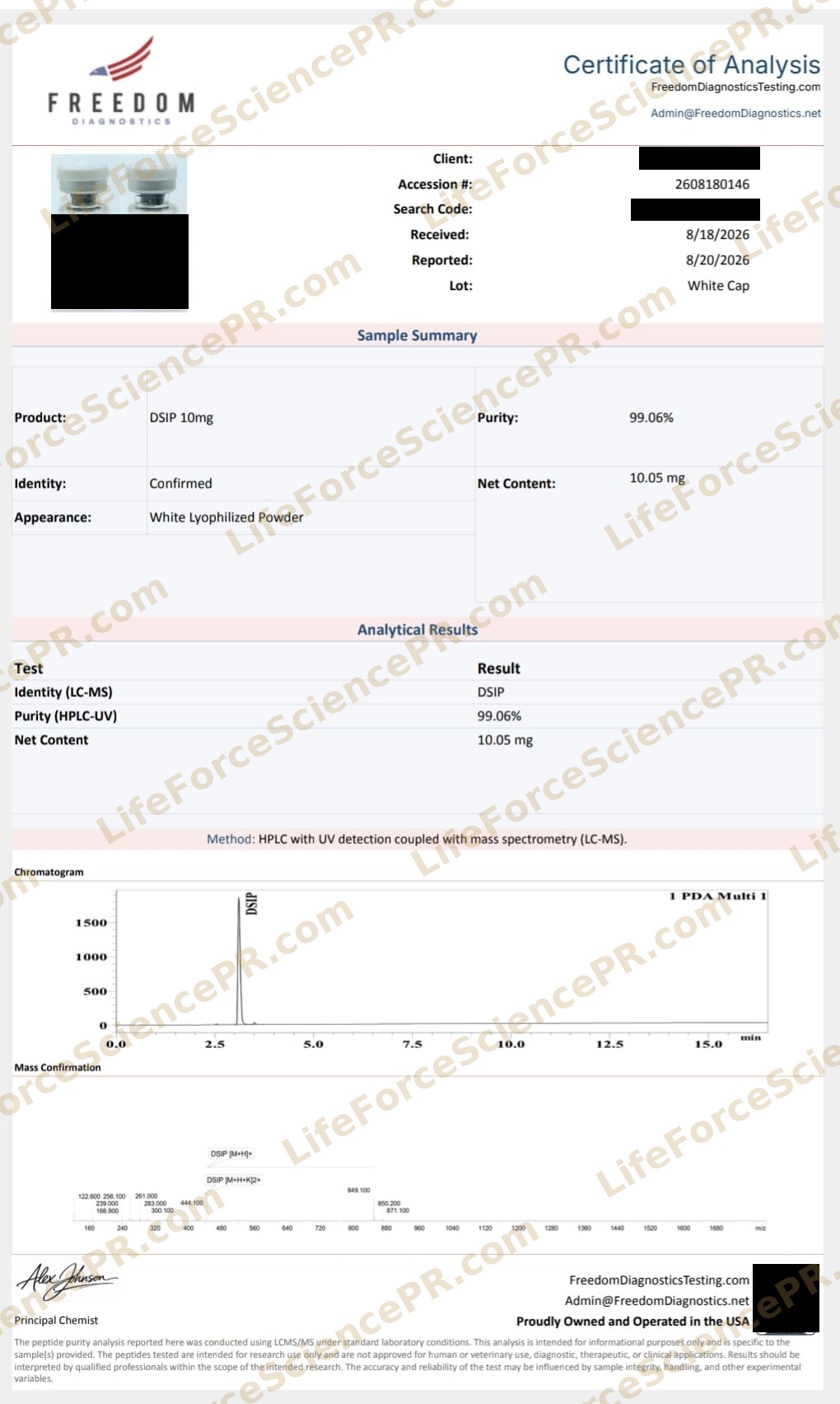 Certificate of analysis — dsip-2608180146-2026-08-20